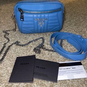 Prada Light Blue Quilted Crossbody Bag